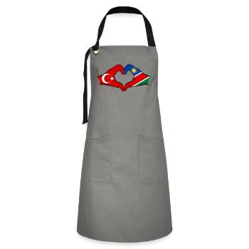 Türkiye Namibia flag hands heart shape - Artisan Apron - grey/black - Front - Zoe (177cm)
