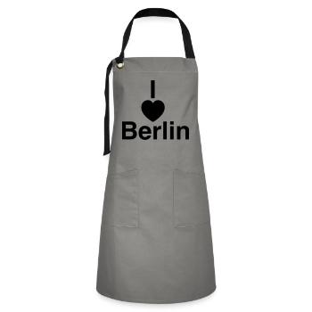 Cool "I Love Berlin" design for him and her - Artisan Apron - grey/black - Front - Zoe (177cm)