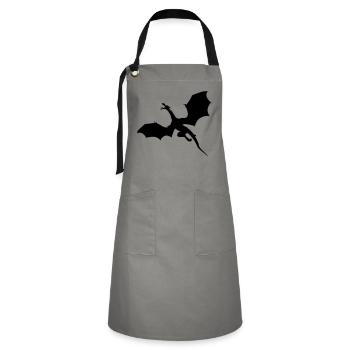 Fliegender Drache - Kontrastschürze - Grau/Schwarz - Vorne - Zoe (177cm)