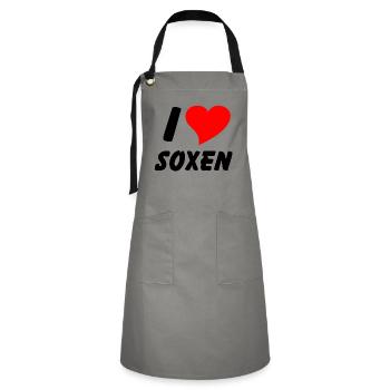 I love Soxen - Siebenbürger - Kontrastschürze - Grau/Schwarz - Vorne - Zoe (177cm)