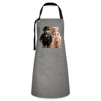 Two teddy bears newly married - Artisan Apron - grey/black - Front - Zoe (177cm)