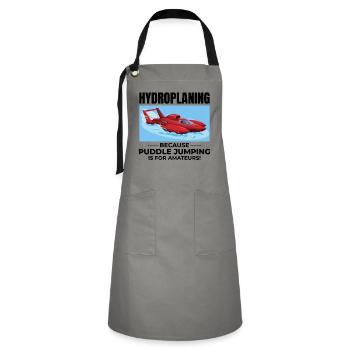 Hydroplane Boat Racing Humor Puddle Jumping Funny - Artisan Apron - grey/black - Front - Zoe (177cm)