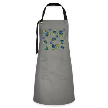 For blueberry lovers: delicious fruit pattern - Artisan Apron - grey/black - Front - Zoe (177cm)
