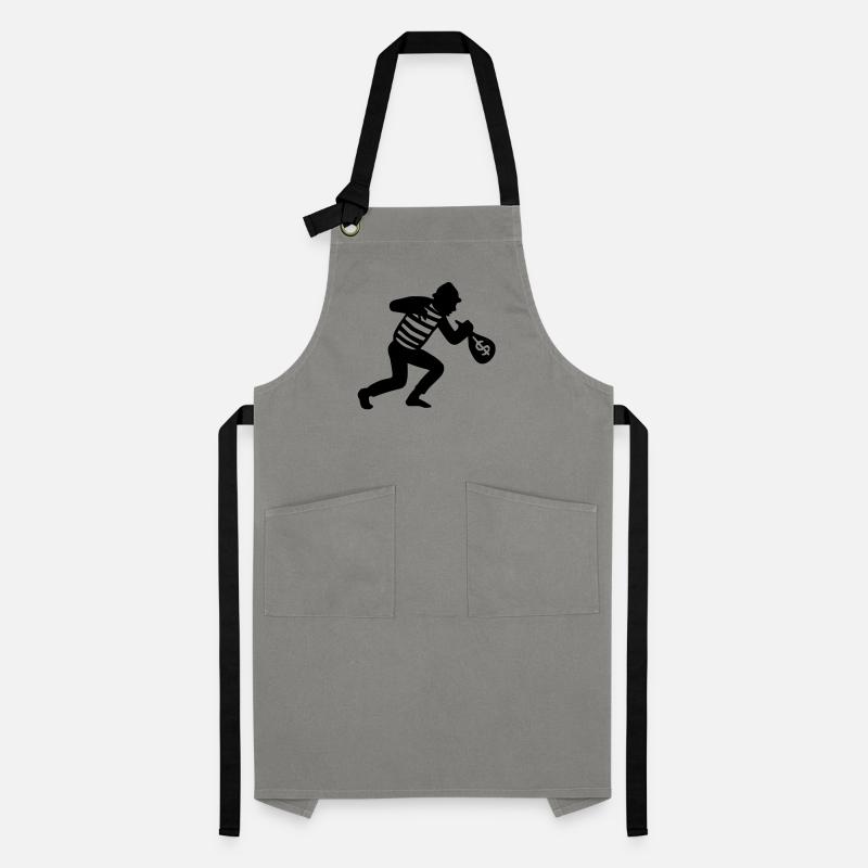 Thief runs away with money Artisan Apron