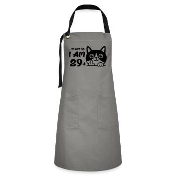 I'm Not 30, I Am 29 Plus 1 Middle Finger Cat Flip - Artisan Apron - grey/black - Front - Zoe (177cm)