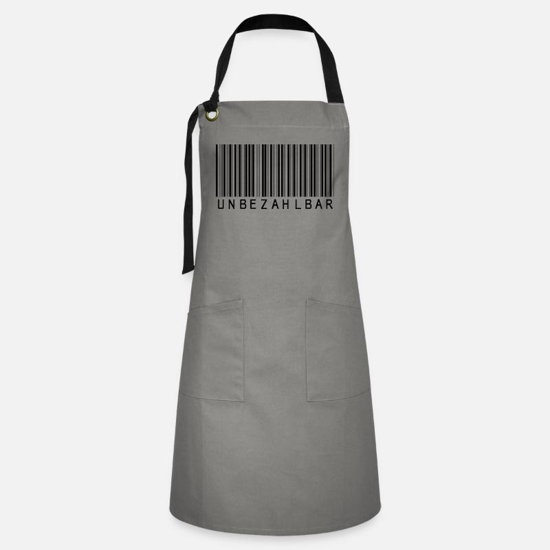 Code-barres « Priceless » noir - Tablier contrasté - gris/noir