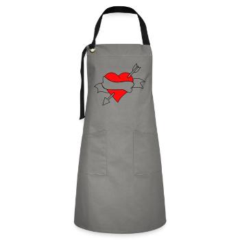 VERLIEBT - LOVE | #Herz #Heart #Liebe #Love - Kontrastschürze - Grau/Schwarz - Vorne - Zoe (177cm)