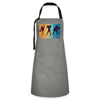 Cheerleading Cheerleader Vintage Geschenk - Kontrastschürze - Grau/Schwarz - Vorne - Zoe (177cm)