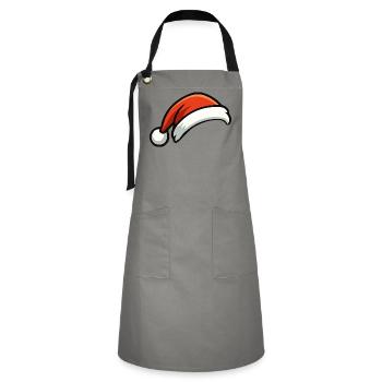 Festlicher Weihnachtshut Cartoon - Kontrastschürze - Grau/Schwarz - Vorne - Zoe (177cm)