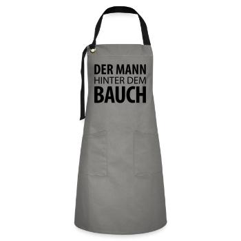 Der Mann hinter dem Bauch (dh) - Kontrastschürze - Grau/Schwarz - Vorne - Zoe (177cm)
