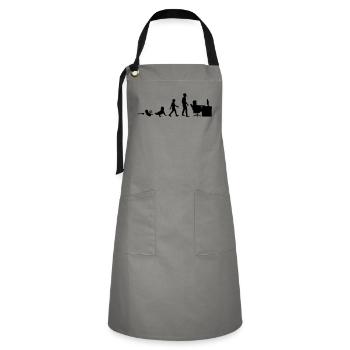 viva_la_evolution__geek_1__f1 - Kontrastschürze - Grau/Schwarz - Vorne - Zoe (177cm)
