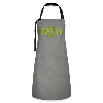 Seattle Washington Lettering - Artisan Apron - grey/black - Front - Zoe (177cm)