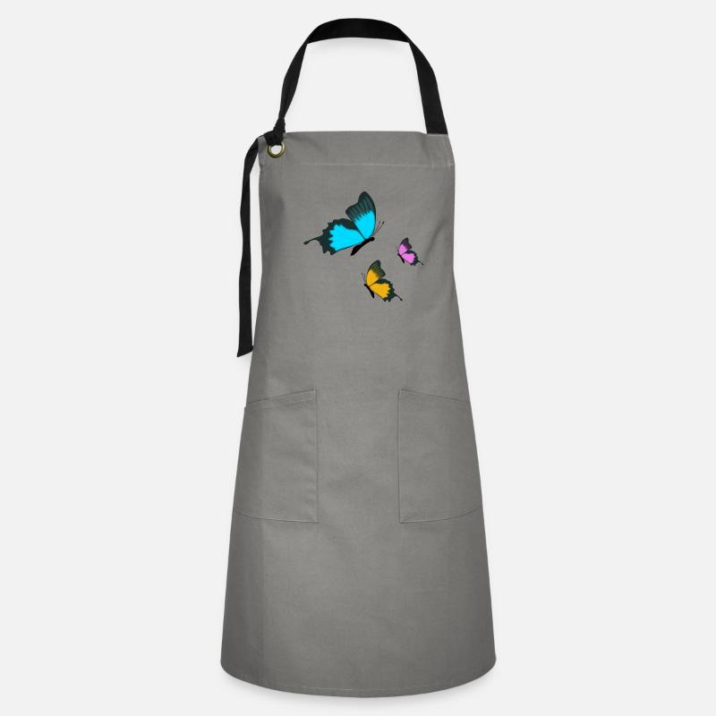 butterflies - Artisan Apron - grey/black