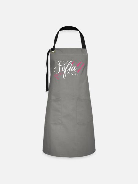Sofia Name Vorname - Kontrastschürze - Grau/Schwarz