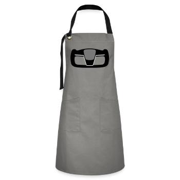 Tesla Yoke Steering Wheel Model S X Plaid + Jet - Artisan Apron - grey/black - Front - Zoe (177cm)