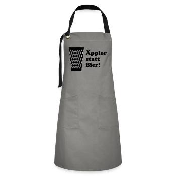 Geripptes Äppler statt Bier - Kontrastschürze - Grau/Schwarz - Vorne - Zoe (177cm)
