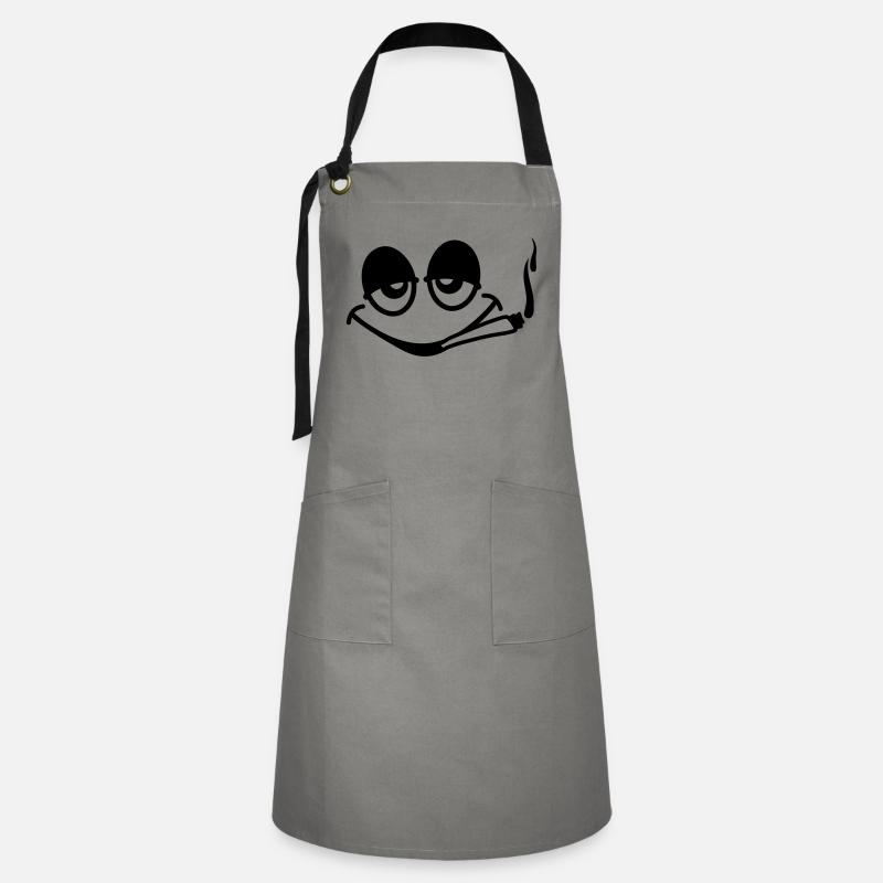 Smoking Face - Kontrastforklæde - grå/sort