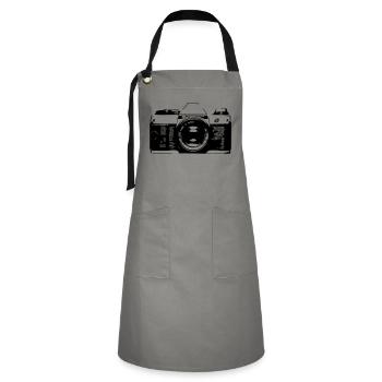 Retro Kamera - Kontrastschürze - Grau/Schwarz - Vorne - Zoe (177cm)