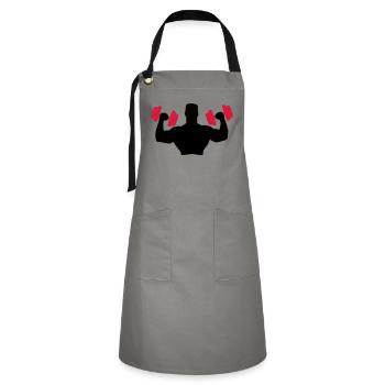 Muscle Man Training - Tablier contrasté - gris/noir - Devant - Zoe (177cm)