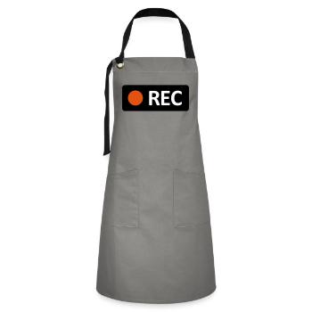 Camera REC recording button. Record, live, rec - Artisan Apron - grey/black - Front - Zoe (177cm)