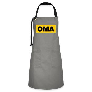 Oma - Kontrastschürze - Grau/Schwarz - Vorne - Zoe (177cm)
