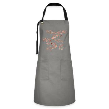 Fleurs Japonaises - Tablier contrasté - gris/noir - Devant - Zoe (177cm)