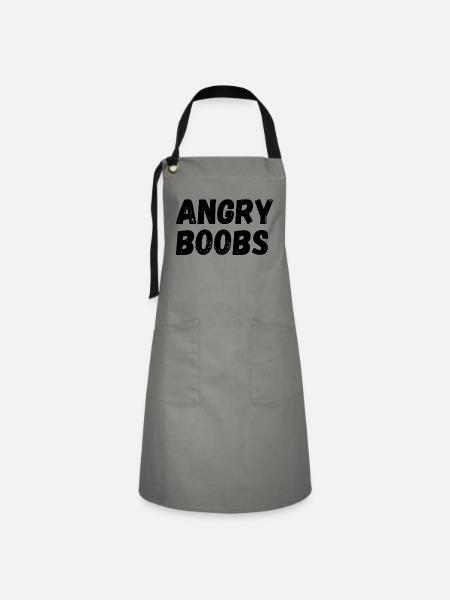 Angry Boobs - Kontrastschürze - Grau/Schwarz