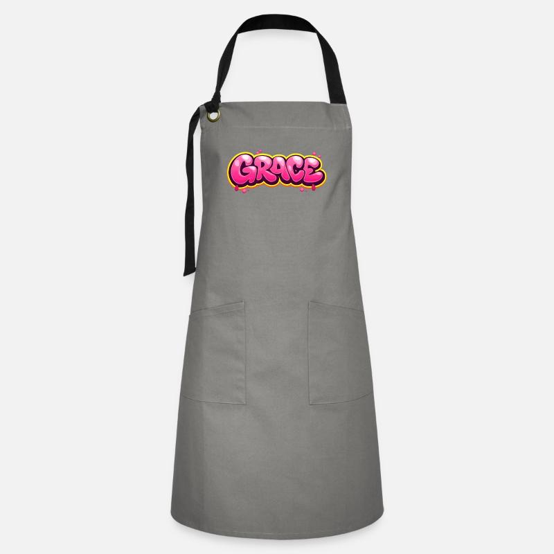GRACE GRAFFITI NAME FOR PERFECT GIFT PRINTABLE on - Artisan Apron - grey/black