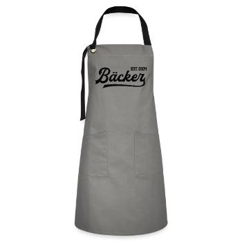 Bäcker 2024 Beruf Bäckerei Lehre Lehrling Konditor - Kontrastschürze - Grau/Schwarz - Vorne - Zoe (177cm)