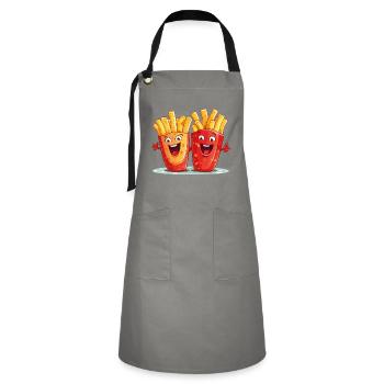 french fries love frieze lover frits face - Artisan Apron - grey/black - Front - Zoe (177cm)