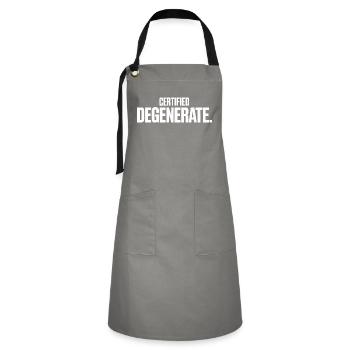 Certified Degenerate - Funny Gen Alpha Memes - Artisan Apron - grey/black - Front - Zoe (177cm)