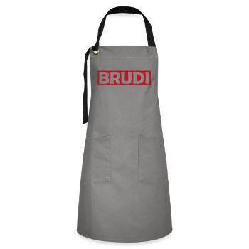 BRUDI T-shirt à logo rouge audacieux - Tablier contrasté - gris/noir - Devant - Zoe (177cm)