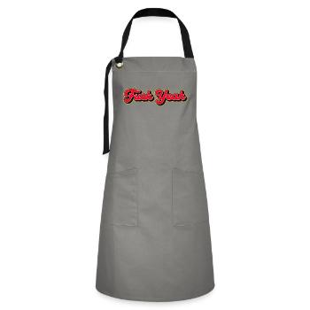 Verdammt ja, 3D Red Script - Kontrastschürze - Grau/Schwarz - Vorne - Zoe (177cm)