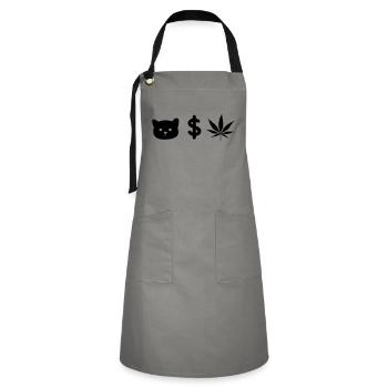 CHAT ARGENT MAUVAISES HERBES - Tablier contrasté - gris/noir - Devant - Zoe (177cm)