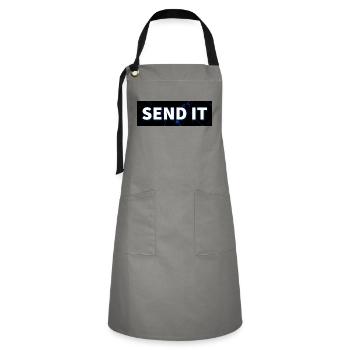 SEND IT Boxlogo - Kontrastschürze - Grau/Schwarz - Vorne - Zoe (177cm)