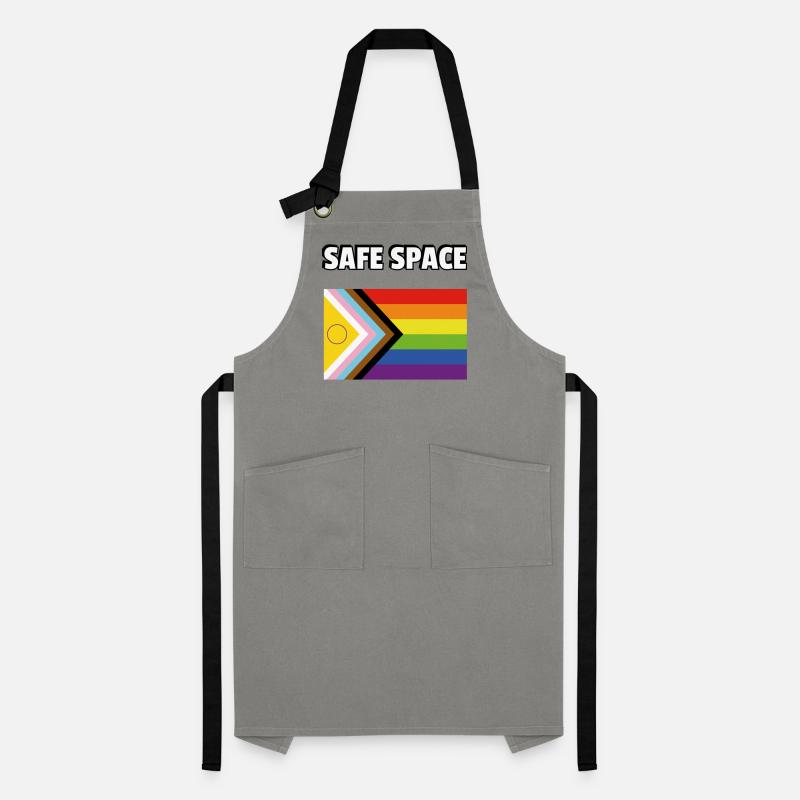 SAFE SPACE Drapeau de progrès de la fierté inclusive Tablier contrasté