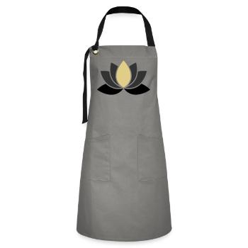 Edle Lotusblume Spa Wellness - Kontrastschürze - Grau/Schwarz - Vorne - Zoe (177cm)