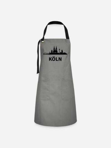 Skyline Köln - Kontrastschürze - Grau/Schwarz