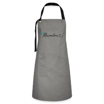 Maximilian Last name First name Calligraphy heart - Artisan Apron - grey/black - Front - Zoe (177cm)