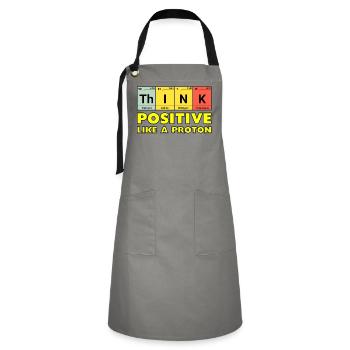 Penser positif, comme un proton - Tablier contrasté - gris/noir - Devant - Zoe (177cm)