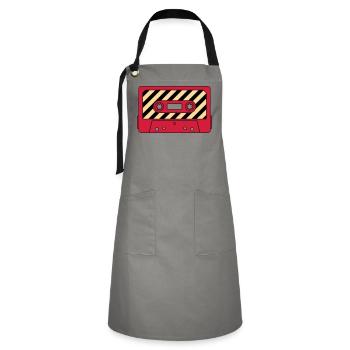 Cassette Retro Mixtape – Music Cult Motif - Artisan Apron - grey/black - Front - Zoe (177cm)