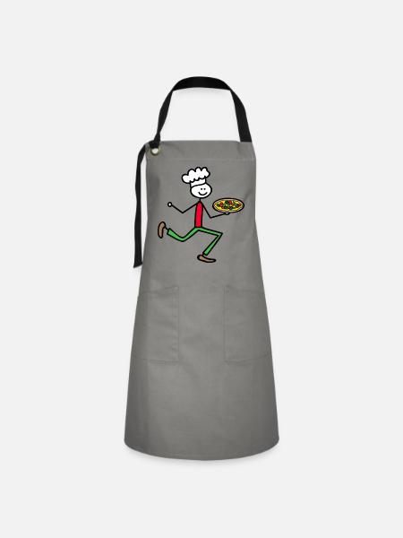 Pizzabäcker - Kontrastschürze - Grau/Schwarz