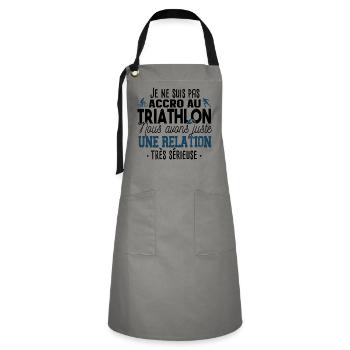 Triathlon Triathlète Natation Vélo Course Humour - Tablier contrasté - gris/noir - Devant - Zoe (177cm)