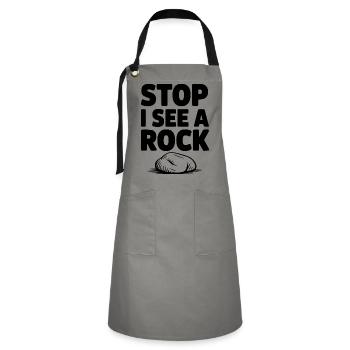 Stop I See a Rock - Artisan Apron - grey/black - Front - Zoe (177cm)