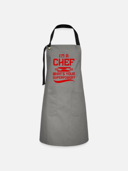 kochen koch superpower - Kontrastschürze - Grau/Schwarz