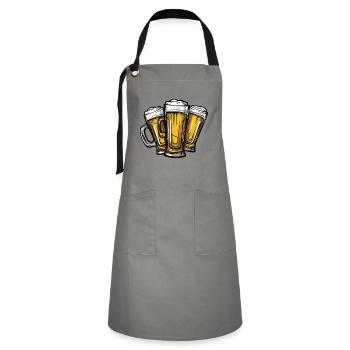 Bier Anstoßen Party - Kontrastschürze - Grau/Schwarz - Vorne - Zoe (177cm)