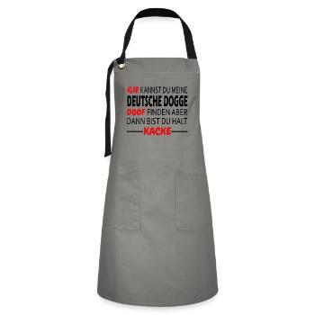 Deutsche Dogge Hunde Shirt Geschenk - Kontrastschürze - Grau/Schwarz - Vorne - Zoe (177cm)
