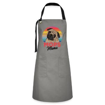 Mops - Kontrastschürze - Grau/Schwarz - Vorne - Zoe (177cm)