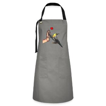 Nymph Parakeet Love Bird Parrot - Artisan Apron - grey/black - Front - Zoe (177cm)