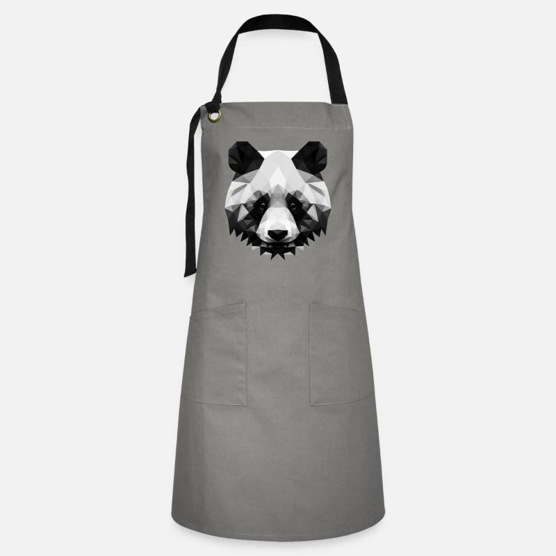 Panda polygone minimaliste - Tablier contrasté - gris/noir